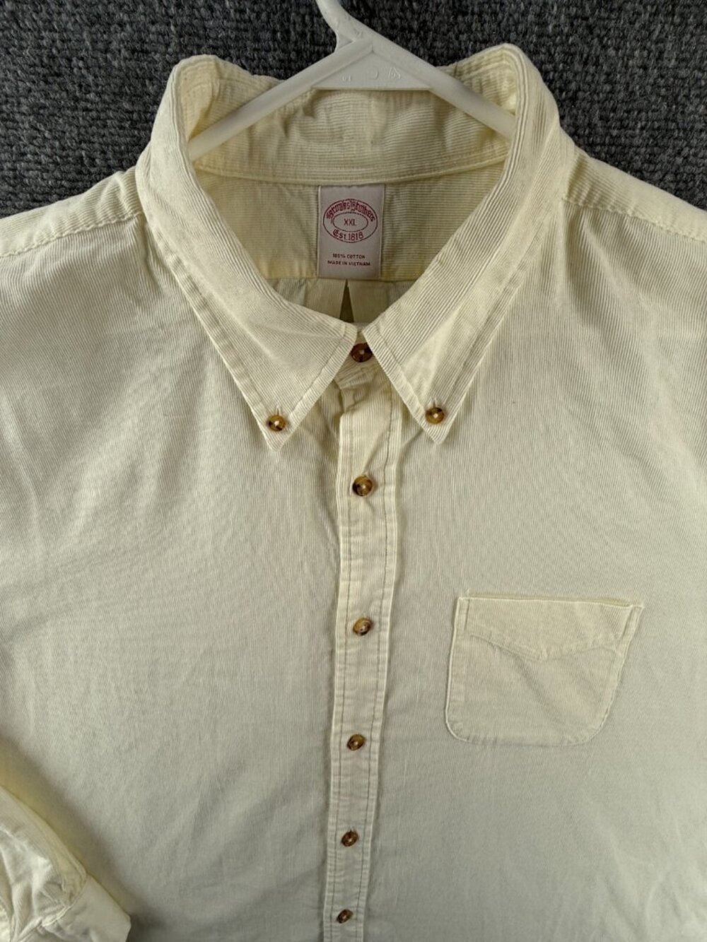 Brooks Brothers XXL Yellow Corduroy Long Sleeve Button Up Shirt 100% Cotton Men